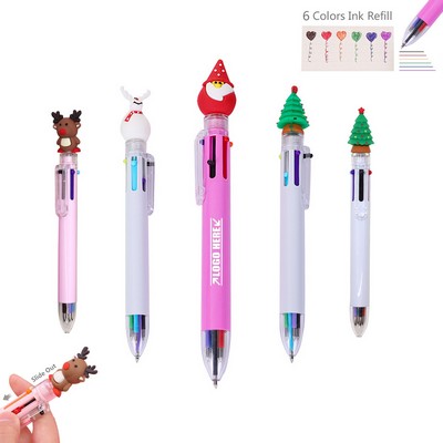 6 Colors Refills Christmas Gift Pen