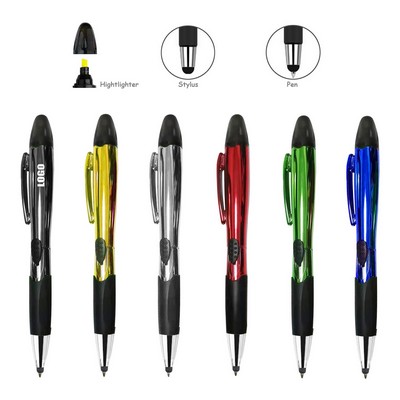 3 in 1 Highlighter Pen With Stylus