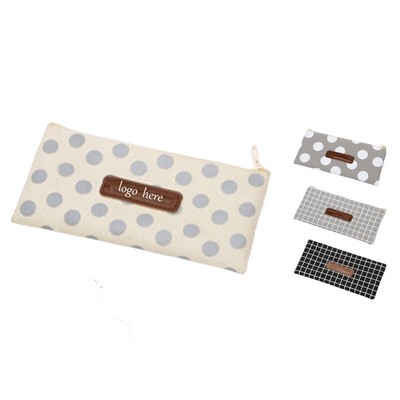 Patterned Canvas Zipper Pencil Pouch