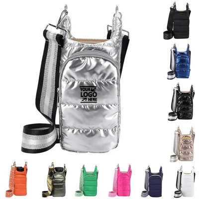 Crossbody Water Bottle Cooler Bag with Adjustable Strap