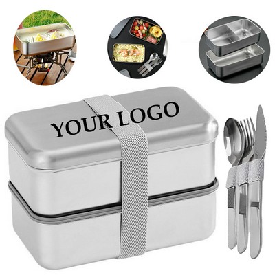 Stainless steel two layer bento box SUS304 Lunch Containers