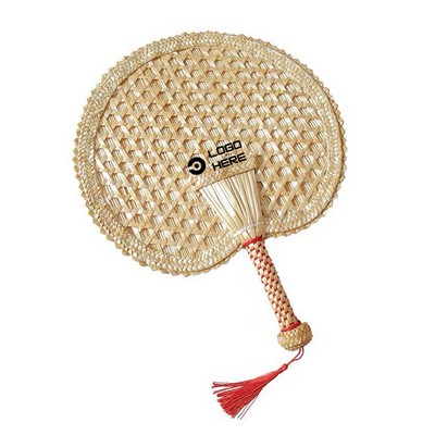 Hand-Woven Straw Fan With Wheat Straw