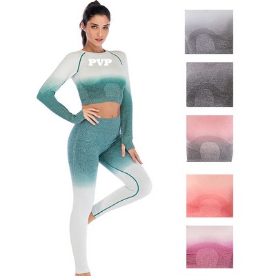 Gradient Ramp Women Seamless Long Sleeve Suits