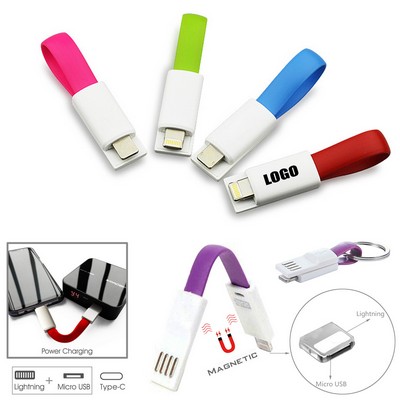 2-in-1 Charging Cable with Lightning and Micro USB Foldable Design with Key Ring