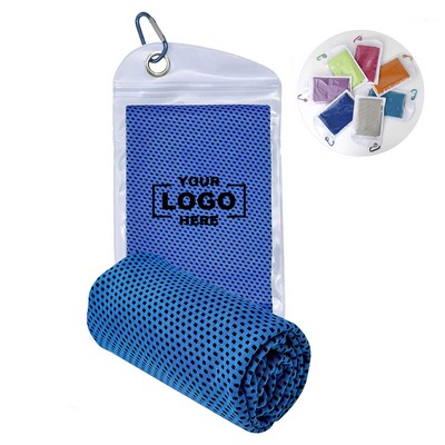 Cooling Sports Towel with Quick-Dry and Carabiner Pouch