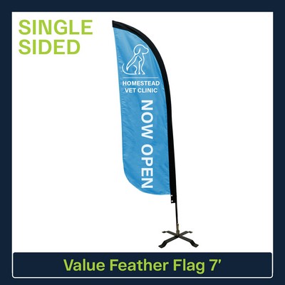 Value 7' Feather Flag - Single Sided Graphic Black X Base