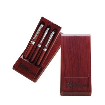 Triple Pen Natural Wooden Box