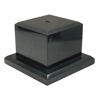 Jet Black Cube Marble Base w/Counter Sunk Hole (5½"x3"x5½")