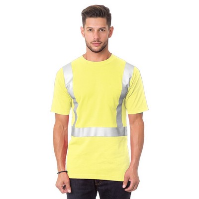 Bayside® Hi-Visibility 100% Cotton Pocket Crew Solid Striping Tee Shirt