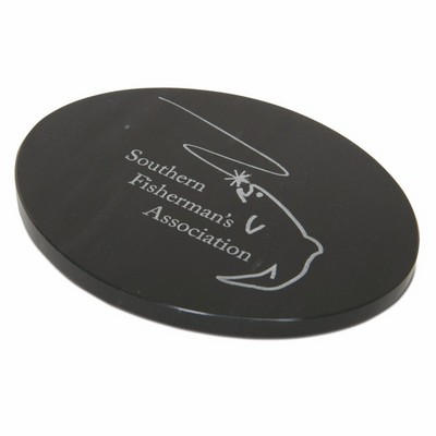 Jet Black Oval Marble Base (5"x5/16"x4")