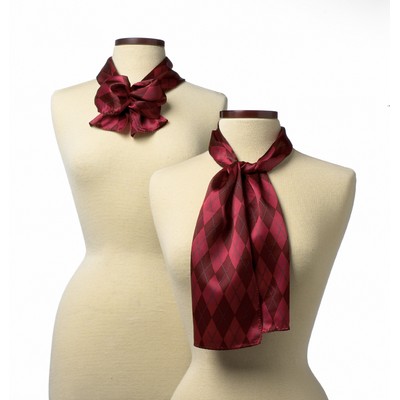 Maroon Argyle Silk Scarf (8"x45")