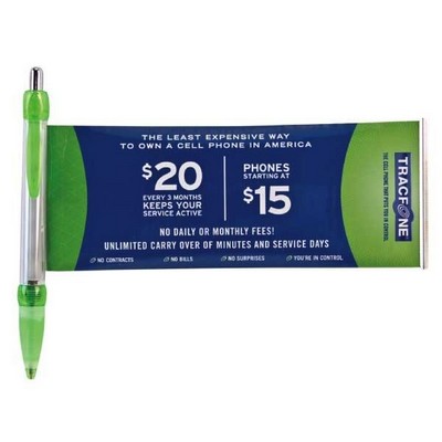 Banner Pen w/Clear Rounded Clip & Chrome Plunger