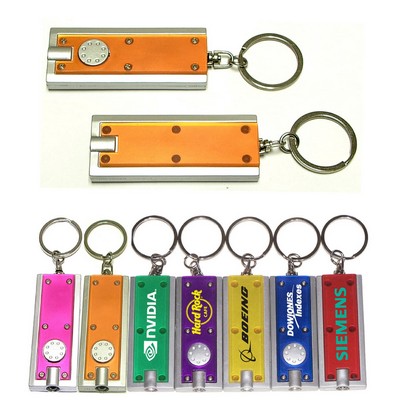 Slim Rectangular Flashlight w/Swivel Key Chain (Translucent Orange)