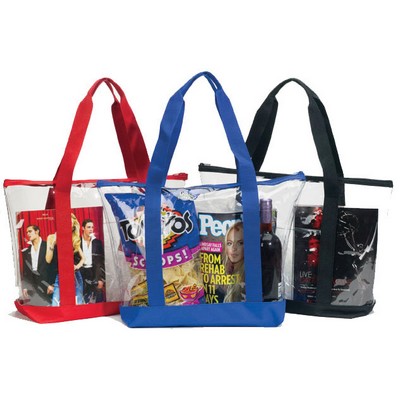 Clear Zipper Tote with Front Pocket