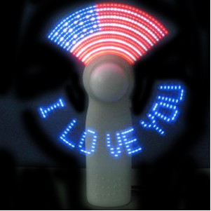 LED Flash Fan w/ U.S. Flag & I Love You