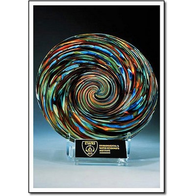 Cathedral Art Glass Rondelle w/ Stand (7"x7")