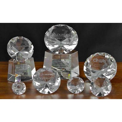 6" Faceted Crystal Diamond Award w/Attached Base