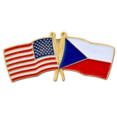 USA & Czech Flag Pin