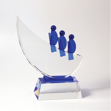 Team Work Blue Crystal Awards (SANDBLASTED)