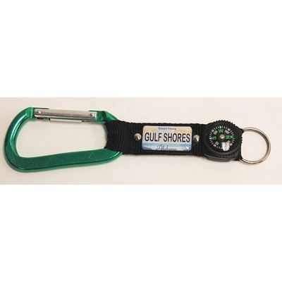 Green Carabiner w/Plate & Compass