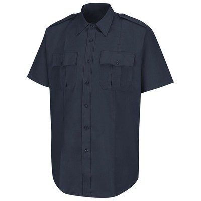 Men's New Dimension® Stretch Poplin Shirt w/Short Sleeve - Dark Navy Blue