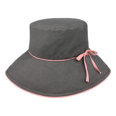 Ladies' Linen Wide Brim Hat w/ Decorative Bow