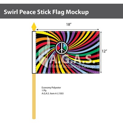 Swirl Peace Stick Flag 12"X18"