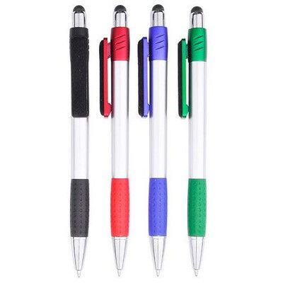 3-in-1 Silver Ballpoint/Stylus/Screen Cleaner