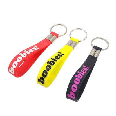 Color Filled Silicone Wristband Keychain