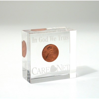 Flat Square Lucite® Embedment Award (2" x 2" x 1")