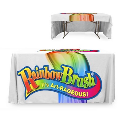 4' Premium PolyKnit™ 3-Sided Open Back Throw Style Table Cover w/Full Dye Sub Logo (48"x24"x29")