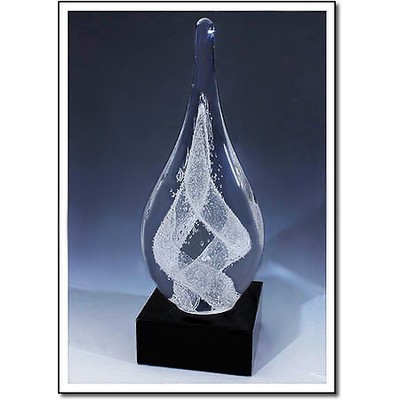 Arctic Cyclone Art Glass Sculpture w/ Marble Base (4.5"x11.75")