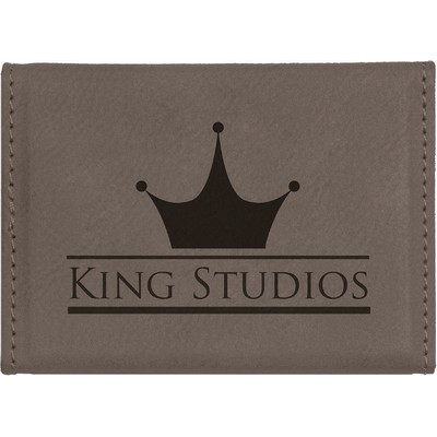 Business Card Holder - Gray Hard Leatherette