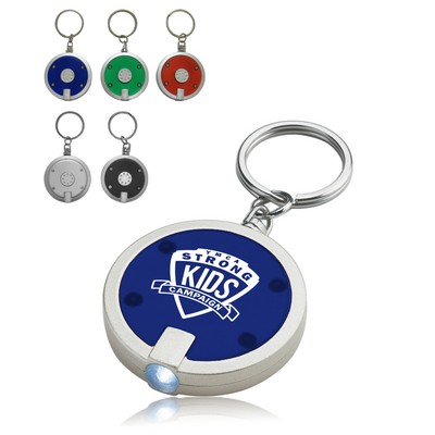 Round LED Flashlight Key Chain - 1 Color Print