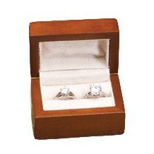 Classic Premium Brown Hardwood Double Ring Box