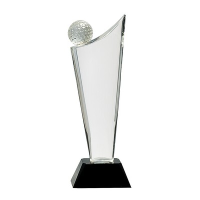 Crystal Golf Ball Fan Award, 10 3/4"H