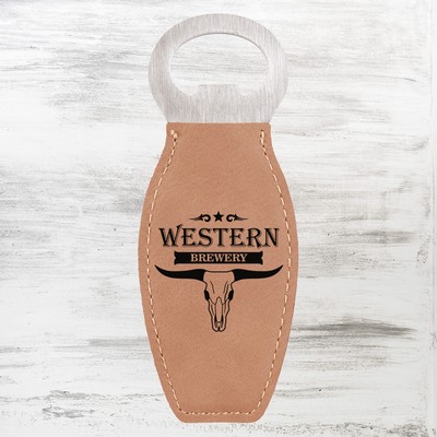 Light Brown Leatherette Bottle Opener w/ Magnet