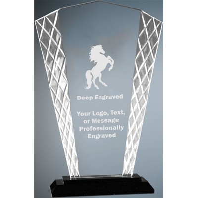 9 1/2" Large Fan Accent Glass Award