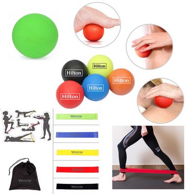 Kidder iBank® Exercise Massage Ball + Fitness Resistance Bands (Green)