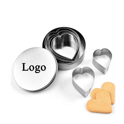 6-Piece Stainless Steel Heart-Shaped Cookie Cutter Mold Set