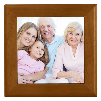 4.25" Pecan Brown Wood Picture Frame w/Tile Insert