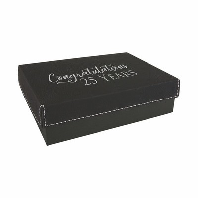 7 3/8" x 5 3/4" Black/Silver Leatherette Gift Box