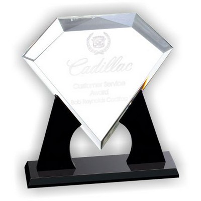 Clear Corporate Acrylic Diamond Award, Large, (11-3/4"x12"x3/4")