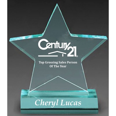 Acrylic Star Award With Base, Jade, Small (5" x 5-3/4")