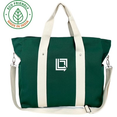 Voyager Duffel Bag Eco Friendly Canvas Green / Natural