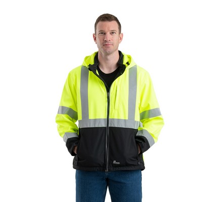 Berne Apparel Men's Hi-Vis Class 3 Hooded Softshell Jacket