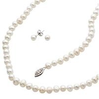 Jilco Inc. Freshwater Pearl Set w/Filigree Clasps