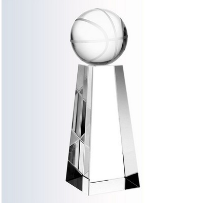 Crystal Championship Basketball Trophy, Large (2-3/8"x8")