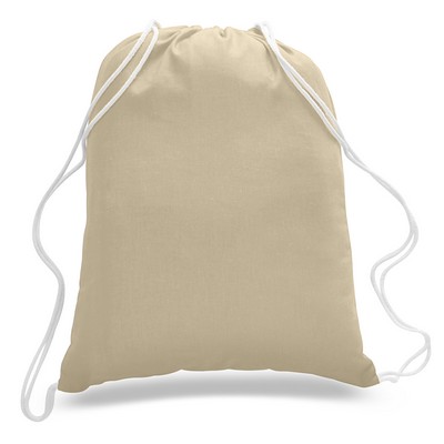 Large Natural 100% Cotton Drawstring Backpack - Full Color Transfer (17"x20")