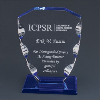 Echelon Crystal Award w/ blue crystal base - 6"x8"